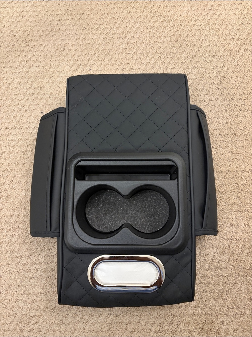 Black Quilted VR/AR Headset Accessory Console Organizer